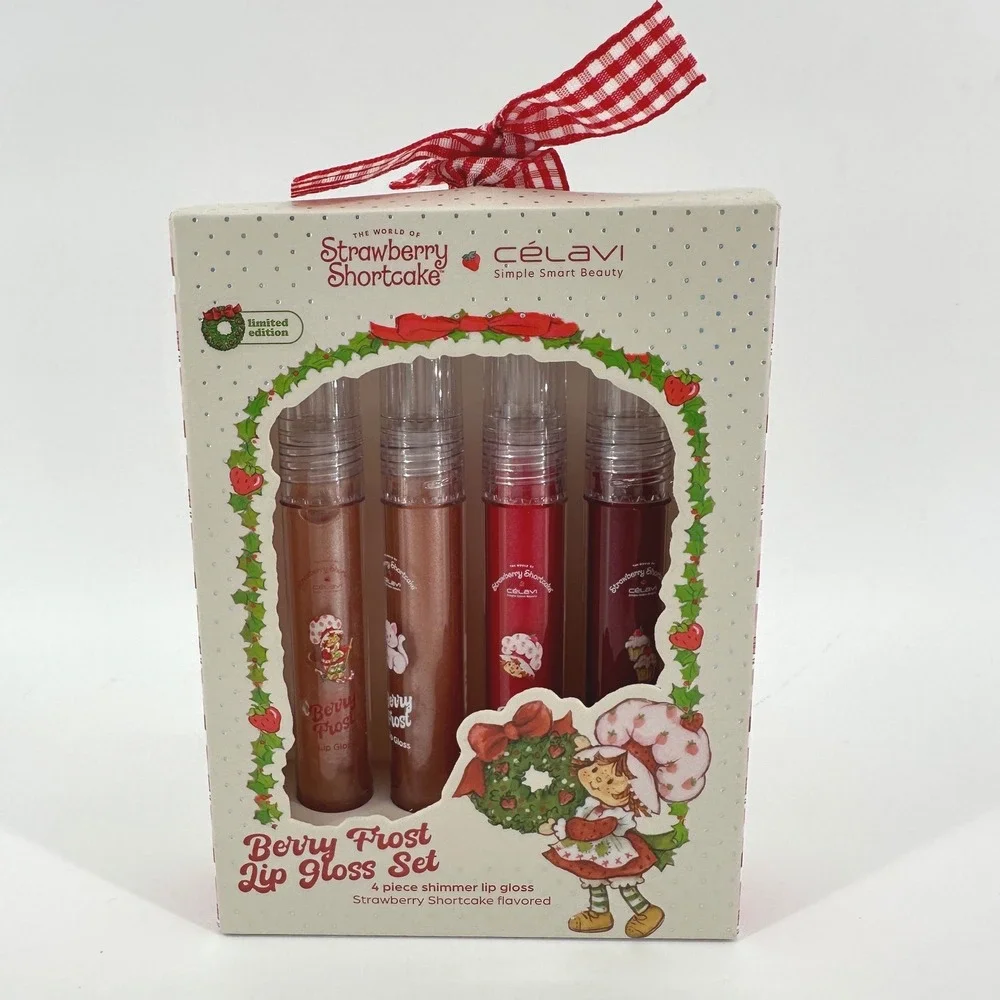 Strawberry Shortcake Celavi Berry Frost Lip Gloss Set 4pc Shimmer Limited Editio